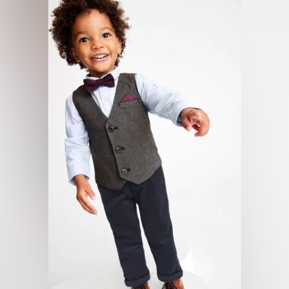 Tan Brown Heritage Check Waistcoat, Shirt, Trousers & Bow